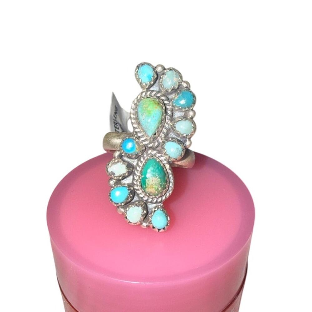Handmade Natural Sonoran Gold and Turquoise Ring Adjustable 925